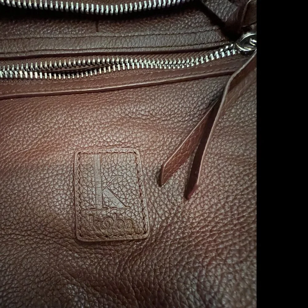 Kooba Hobo Brown Pebbled Leather Slouchy Fold Over Shoulder Bag